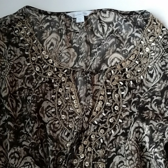 Harlow Zee Beaded Sheer Blouse - Picture 4 of 4